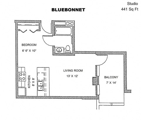 Residences at Capitol Heights Apartment Homes in Denver, Colorado Bluebonnet Floor Plan